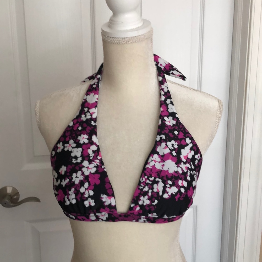 Black & Pink Triangle Bikini Top, Women's M